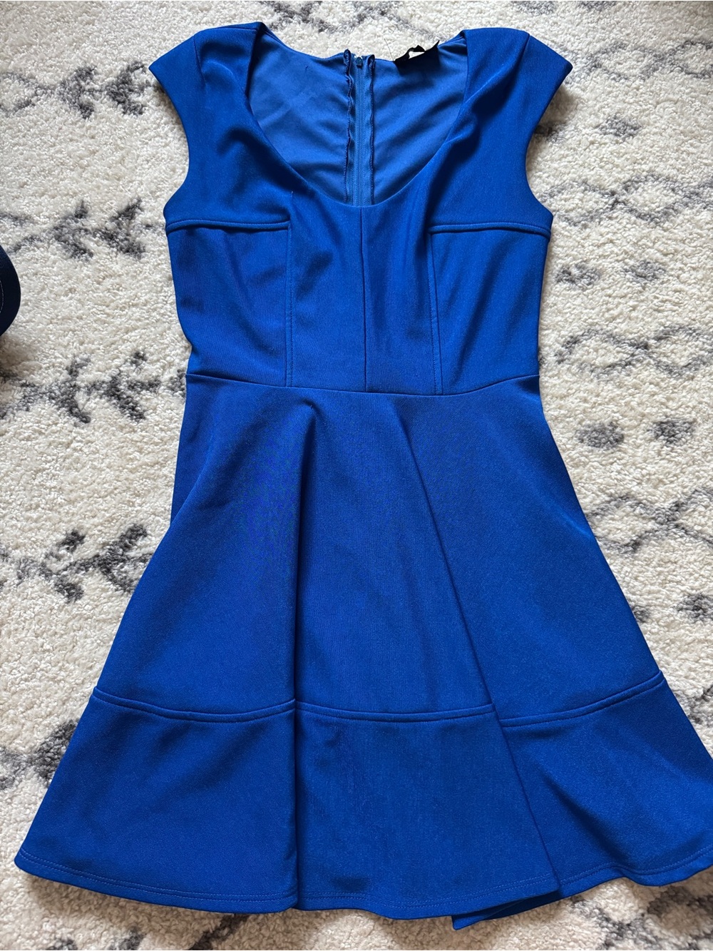 Classic Cap-Sleeve Fit & Flare Dress in Royal Blue